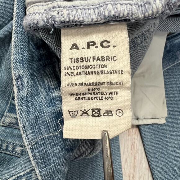 A.P.C. PETIT NEW STANDARD Straight Jeans MENS 33 x 32 Light Wash Distressed - Picture 5 of 12